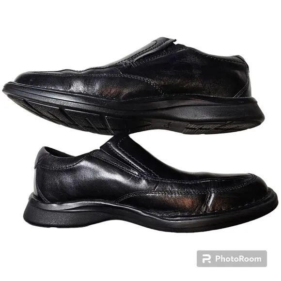 Clarks Men's Kempton Free Slip-On Black Leather Shoes Size 13 M