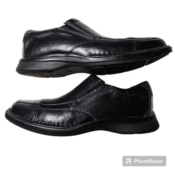 Clarks Men's Kempton Free Slip-On Black Leather Shoes Size 13 M