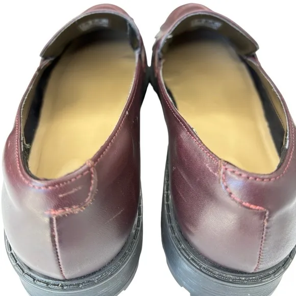 Clarks ORINOCO 2 Kiltie Penny Loafer Burgundy Leather Womens Size 10 Chunky Sole