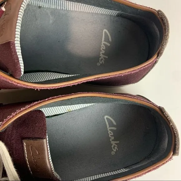 Clarks Red/Purple Casual leather Lace Up Sneakers size 9.5 15807
