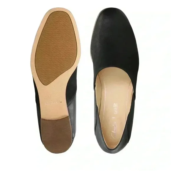 Clarks Women’s Pure Tone Shoe, Black, Mules/Leather Loafers, Size 7