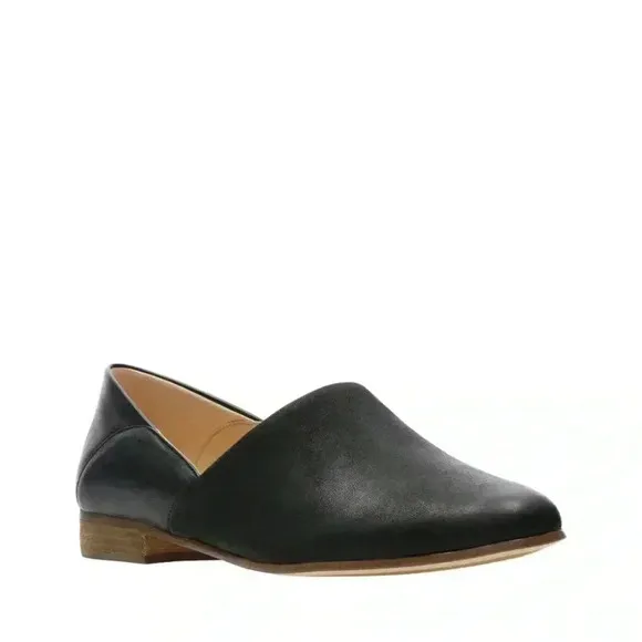 Clarks Women’s Pure Tone Shoe, Black, Mules/Leather Loafers, Size 7