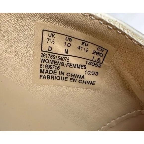 CLARKS Women's Stayso Free Shoes Ivory Leather Size 10 Mule Slip On Chunky Lug