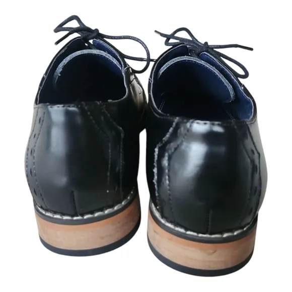 Classic Black Leather Men's Dress Shoes Gatsby Retro Old Money 8