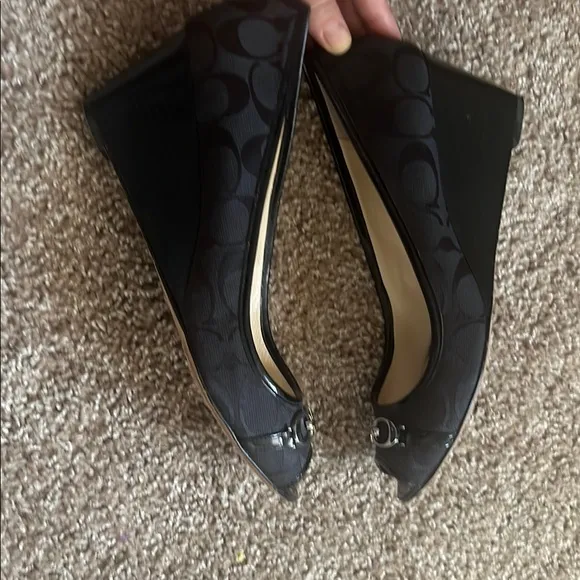 Coach Black Platform Shoes with Signature Stitching