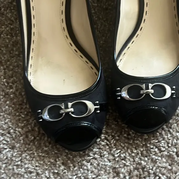 Coach Black Platform Shoes with Signature Stitching