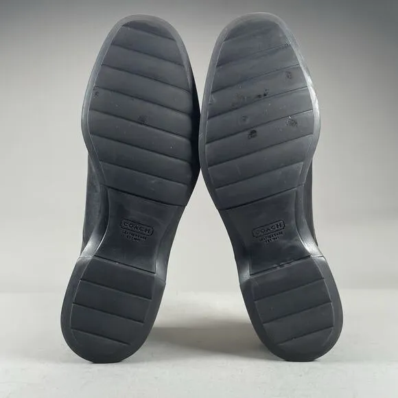 Coach Carleton Men's 10.5 B Black Leather Lace Up Apron Toe Oxford Dress Shoes