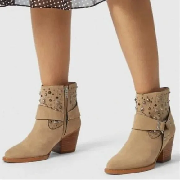 COACH  Western Pia Studded Festival Suede Ankle Boots Size 8