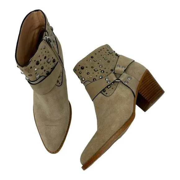 COACH  Western Pia Studded Festival Suede Ankle Boots Size 8