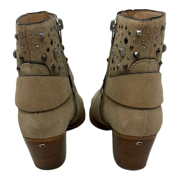 COACH  Western Pia Studded Festival Suede Ankle Boots Size 8