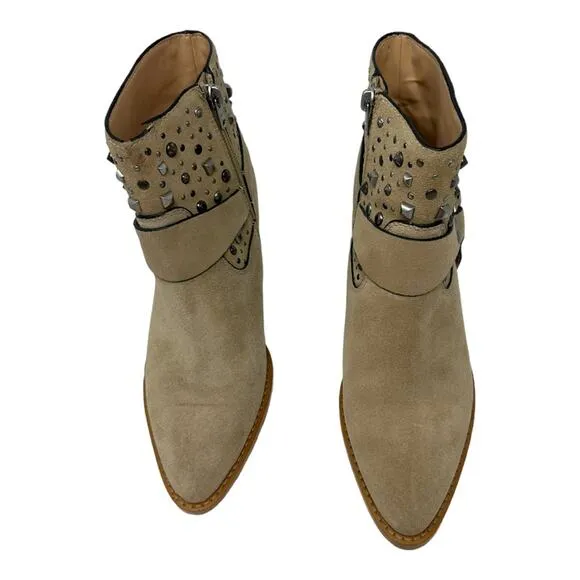 COACH  Western Pia Studded Festival Suede Ankle Boots Size 8