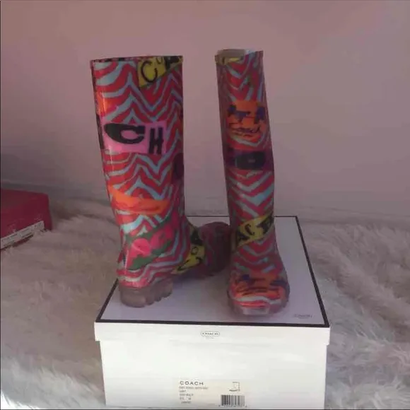 COACH ZEBRA BOOTS RAINBOOTS SNOWBOOTS