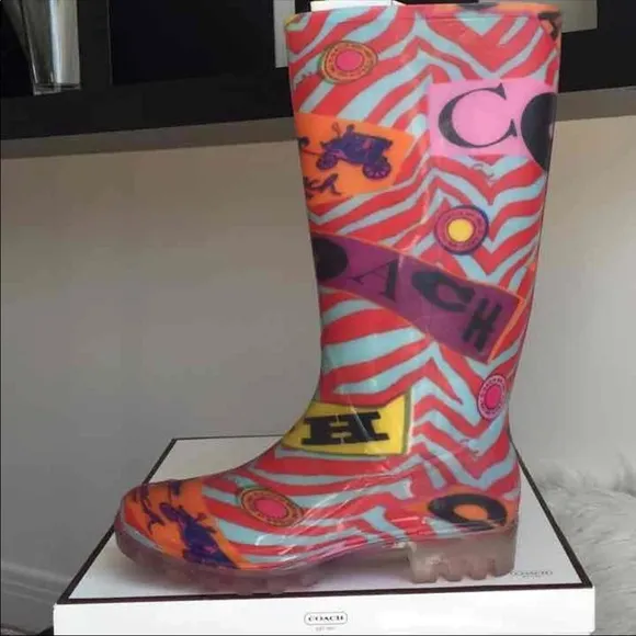 COACH ZEBRA BOOTS RAINBOOTS SNOWBOOTS