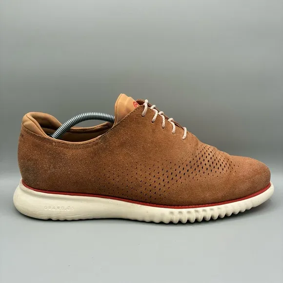 Cole Haan 2.ZEROGRAND Lined Laser Wingtip Oxford Men’s 11 W Brown Suede C35097