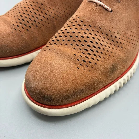 Cole Haan 2.ZEROGRAND Lined Laser Wingtip Oxford Men’s 11 W Brown Suede C35097