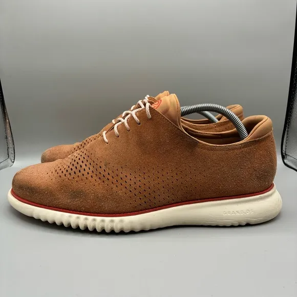 Cole Haan 2.ZEROGRAND Lined Laser Wingtip Oxford Men’s 11 W Brown Suede C35097