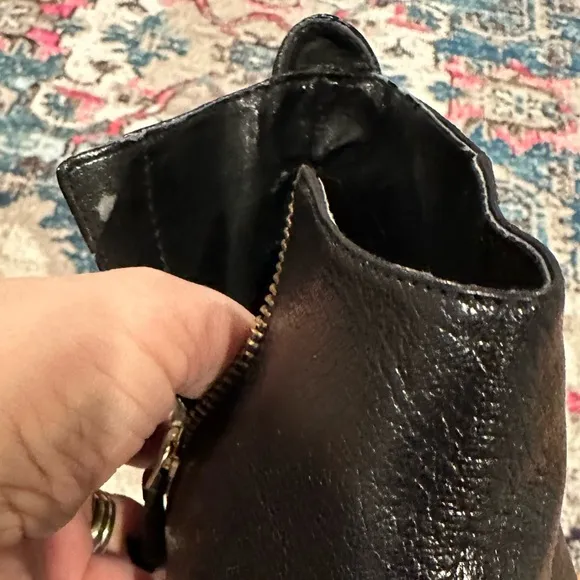 COLE HAAN BELMONT BLACK LEATHER ANKLE ZIPPERED BOOTIES SHOES 8