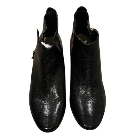 COLE HAAN BELMONT BLACK LEATHER ANKLE ZIPPERED BOOTIES SHOES 8