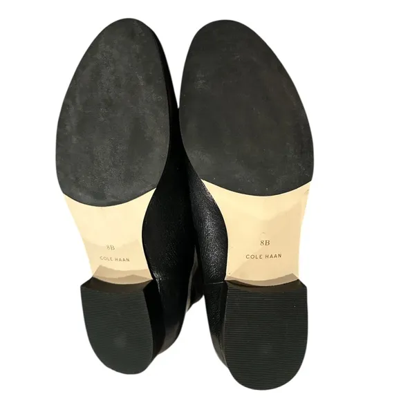 COLE HAAN BELMONT BLACK LEATHER ANKLE ZIPPERED BOOTIES SHOES 8