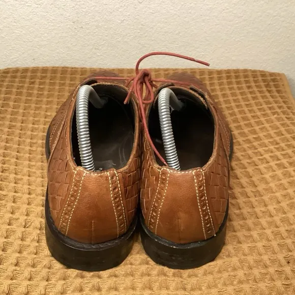 Cole Haan Cambridge Oxfords Dress Shoes Mens Sz 8.5 Brown Woven Leather Wingtip