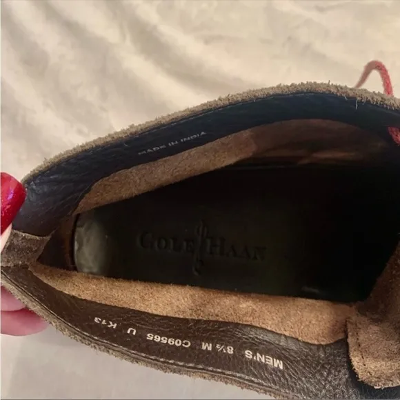Cole Haan Dress Shoes Men Sz 8.5 Suede Leather Brown Suede Leather Lace-Up