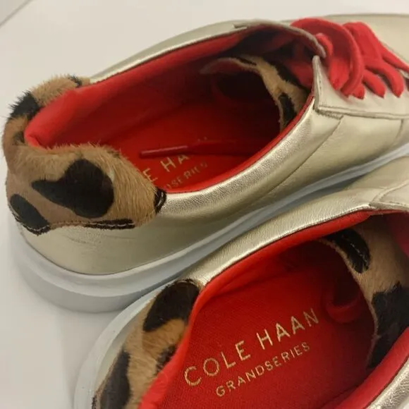 Cole Haan Gold Leather Funky Street Comfy Tennis Shoes size 7.5