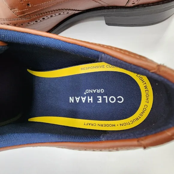 Cole Haan Grand  Shoes Mens 13 M British Tan Dress Wingtip Oxford C37330 NEW