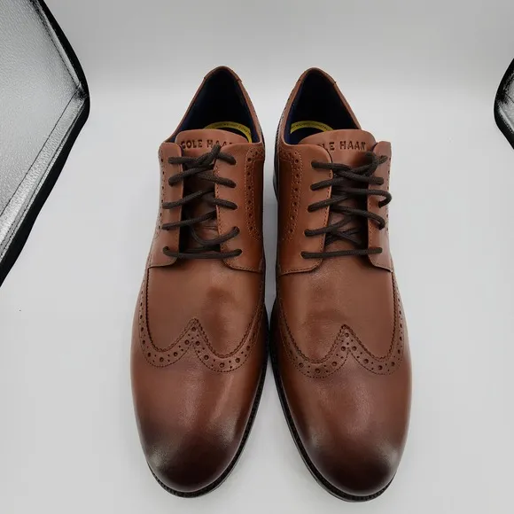 Cole Haan Grand  Shoes Mens 13 M British Tan Dress Wingtip Oxford C37330 NEW