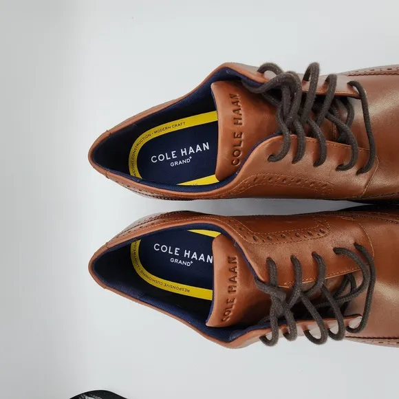 Cole Haan Grand  Shoes Mens 13 M British Tan Dress Wingtip Oxford C37330 NEW