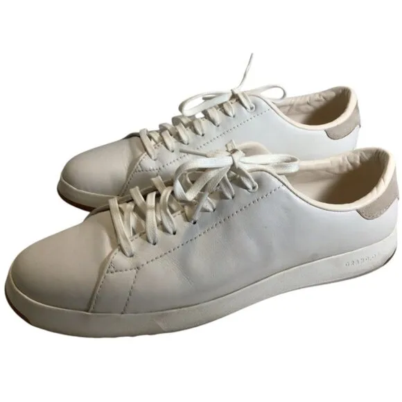 Cole Haan GrandPro Tennis Minimalist Leather Sneaker 10 Lace Up Low Optic White