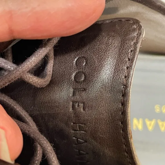Cole Haan Leather Perforated Laceup Hard Bottom Mens Dress Shoes