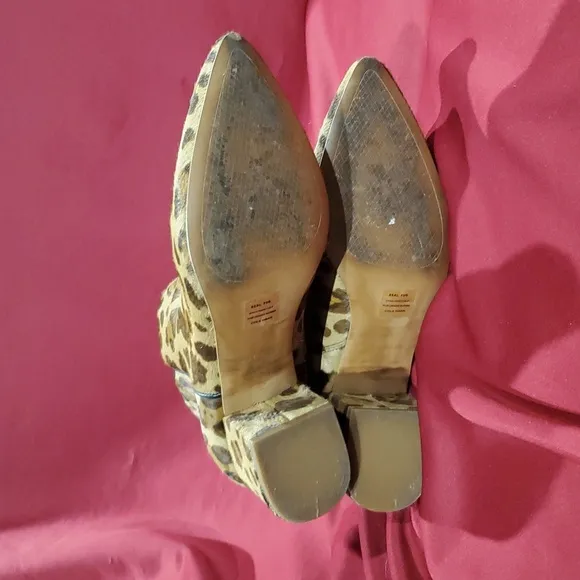 Cole Haan leopard print calf skin side zip Chelsea boot