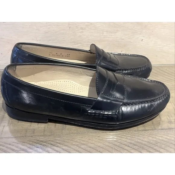 Cole Haan Loafer Shoe leather Black Mens Size 11 D Slip on Pinch Penny 03503