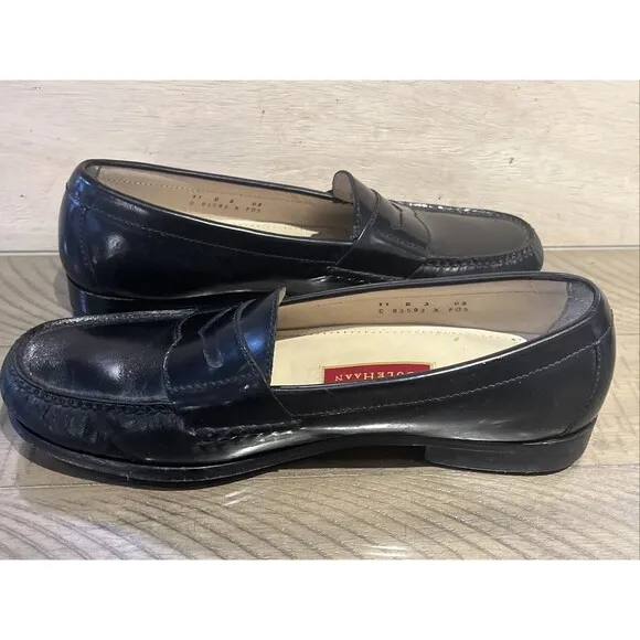 Cole Haan Loafer Shoe leather Black Mens Size 11 D Slip on Pinch Penny 03503