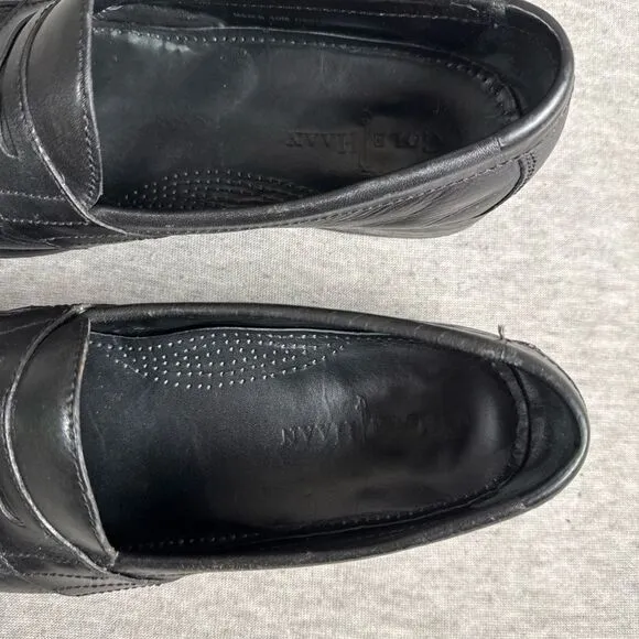 Cole Haan Men's Black Leather Slip On Loafers Shoes Size 10M N Heel C09700