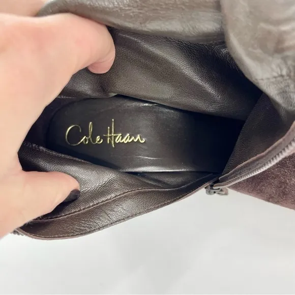 Cole Haan Nike Air Technology Chocolate Brown Suede Wedge Boots Women's Size 9B