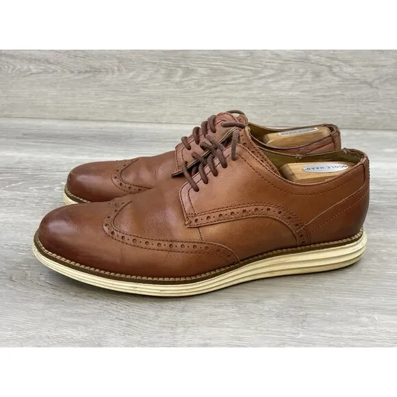 Cole Haan ØriginalGrand C26471 Oxford Mens 10M Brown Leather Wingtip Dress Shoes