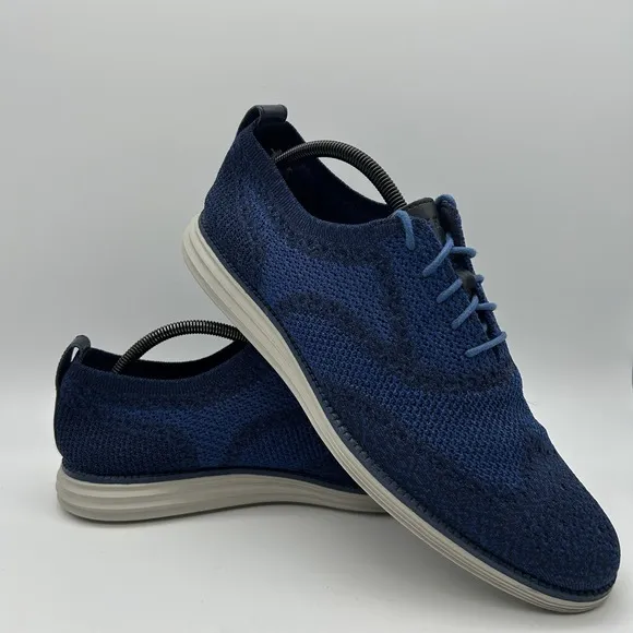 Cole Haan Shoes Mens Sz 11.5 Grand OS Blue Knit Wingtip Oxford Dress Sneakers