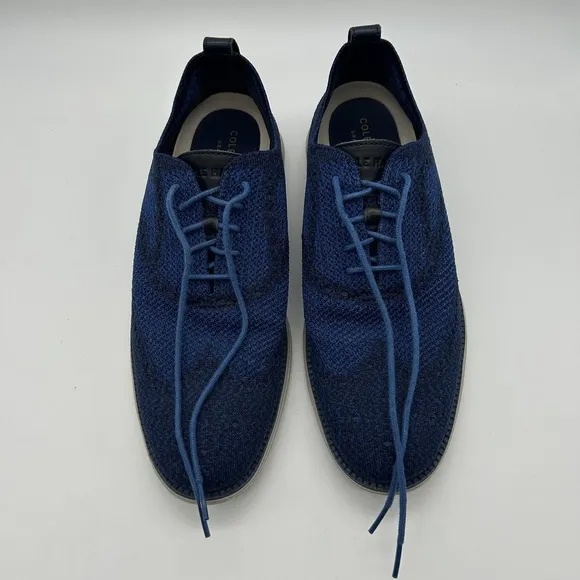 Cole Haan Shoes Mens Sz 11.5 Grand OS Blue Knit Wingtip Oxford Dress Sneakers