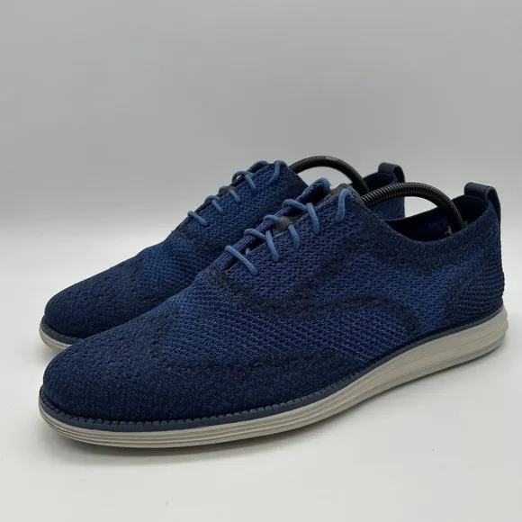 Cole Haan Shoes Mens Sz 11.5 Grand OS Blue Knit Wingtip Oxford Dress Sneakers