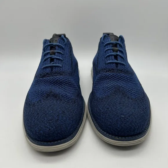 Cole Haan Shoes Mens Sz 11.5 Grand OS Blue Knit Wingtip Oxford Dress Sneakers