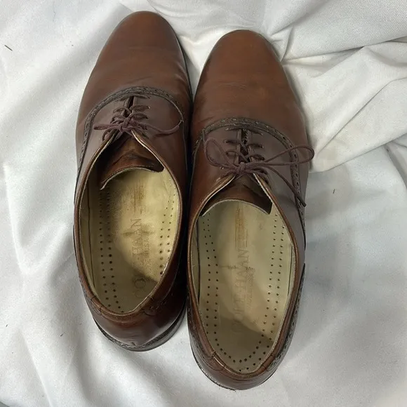 Cole Haan vintage Traditionals Cognac Leather Saddle Shoes size 9 1/2
