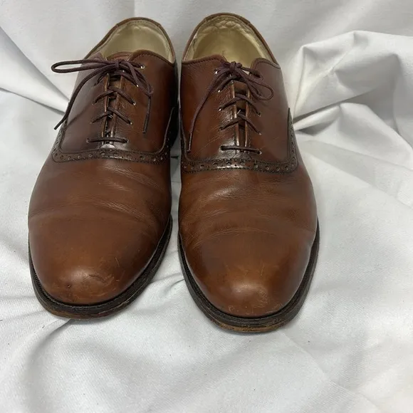 Cole Haan vintage Traditionals Cognac Leather Saddle Shoes size 9 1/2