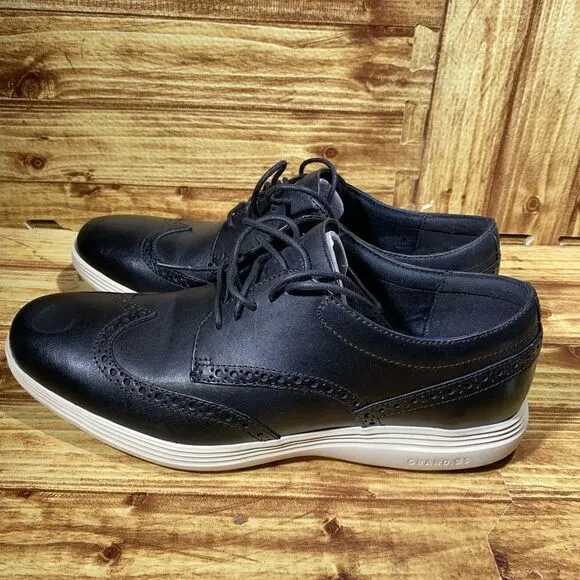 Cole Haan Men’s Size 9.5 Grand.OS Tour Black Leather Wing Oxford Dress Shoes