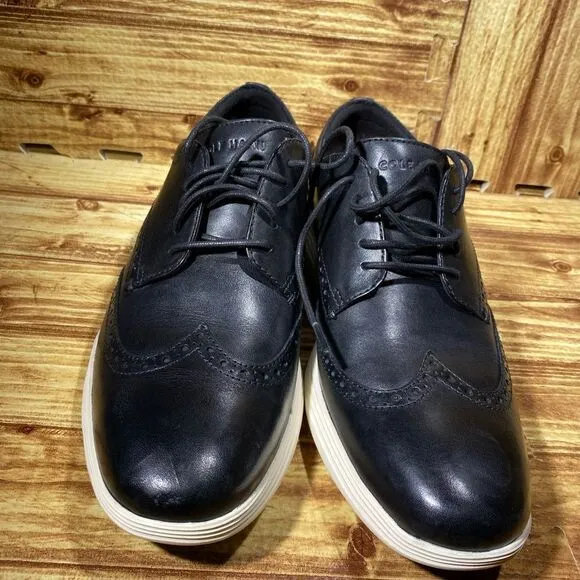 Cole Haan Men’s Size 9.5 Grand.OS Tour Black Leather Wing Oxford Dress Shoes