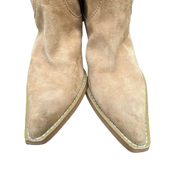 Colin Stuart Boots Womens Size 7 Tan Suede Leather Jeweled Studded Western Boho