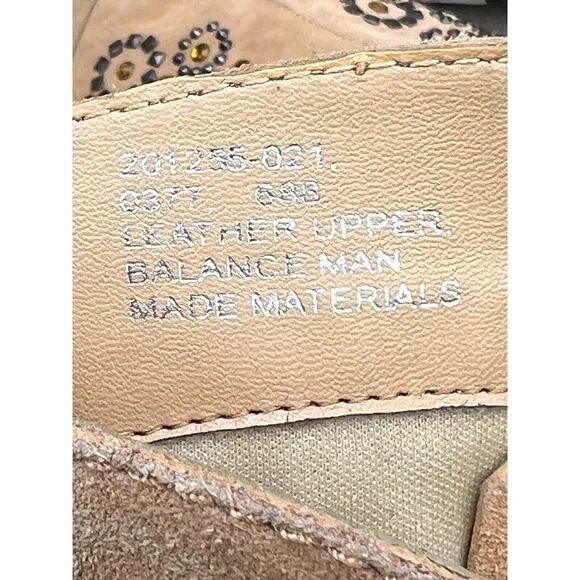 Colin Stuart Boots Womens Size 7 Tan Suede Leather Jeweled Studded Western Boho