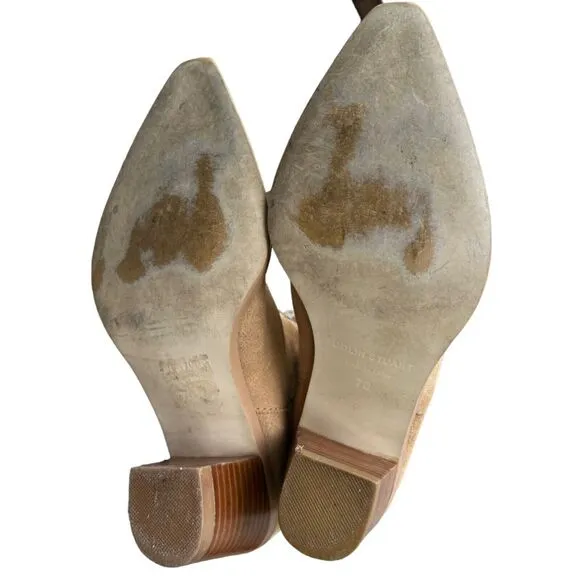 Colin Stuart Boots Womens Size 7 Tan Suede Leather Jeweled Studded Western Boho