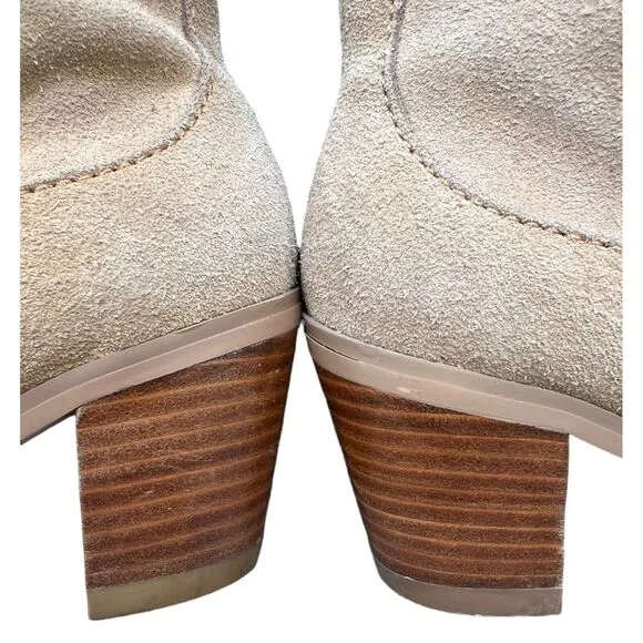 Colin Stuart Boots Womens Size 7 Tan Suede Leather Jeweled Studded Western Boho