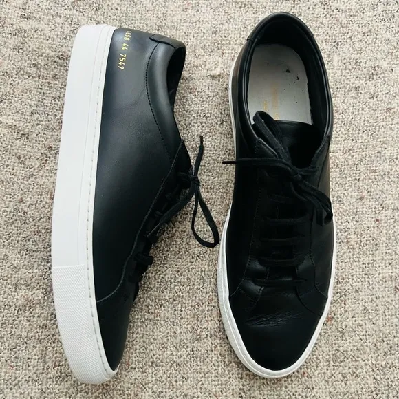 Common Projects Black Sneakers Minimalist Design - Size 11